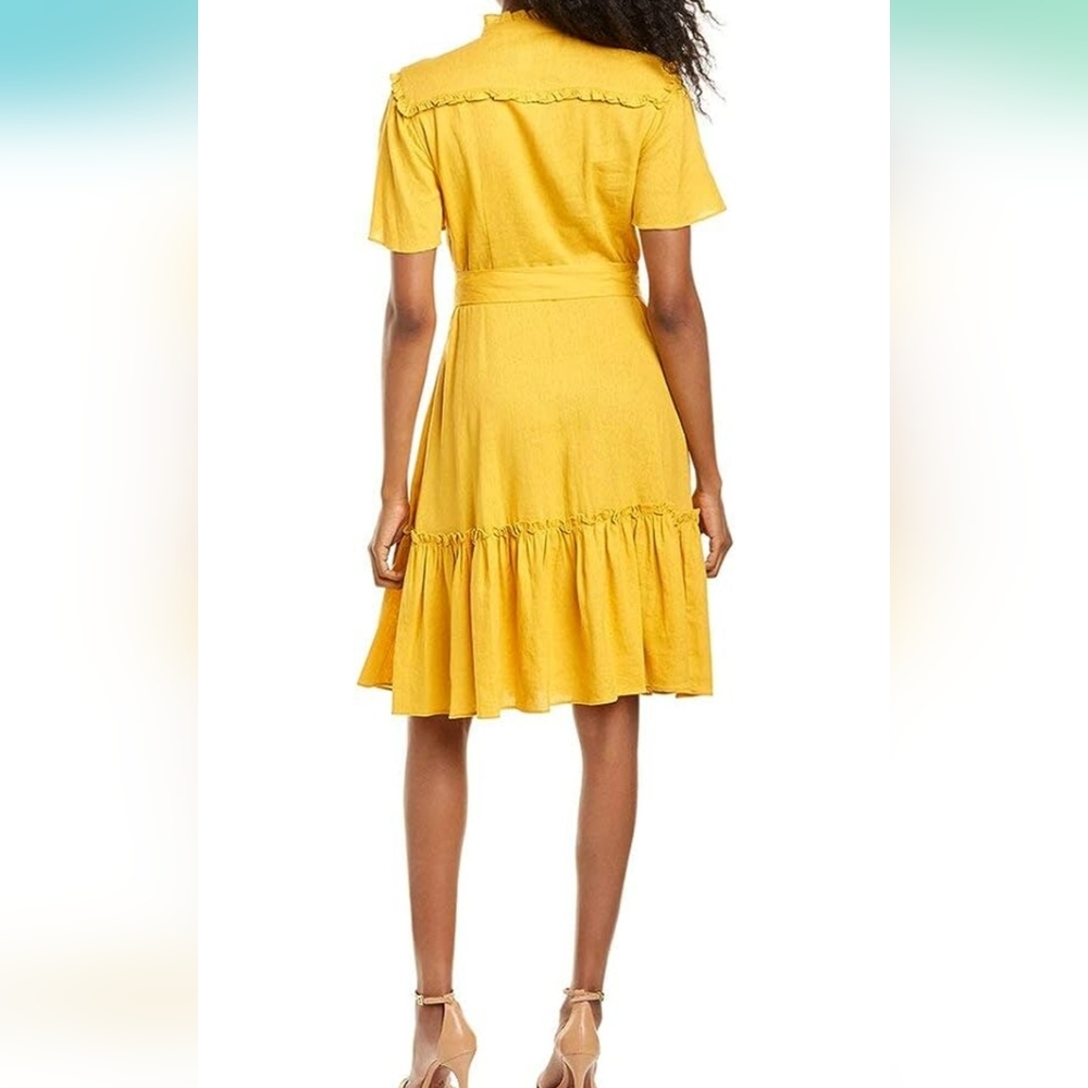 (b) NWT DONNA MORGAN | $178 Linen Ruffle Dress 10/12 - Picture 4 of 5